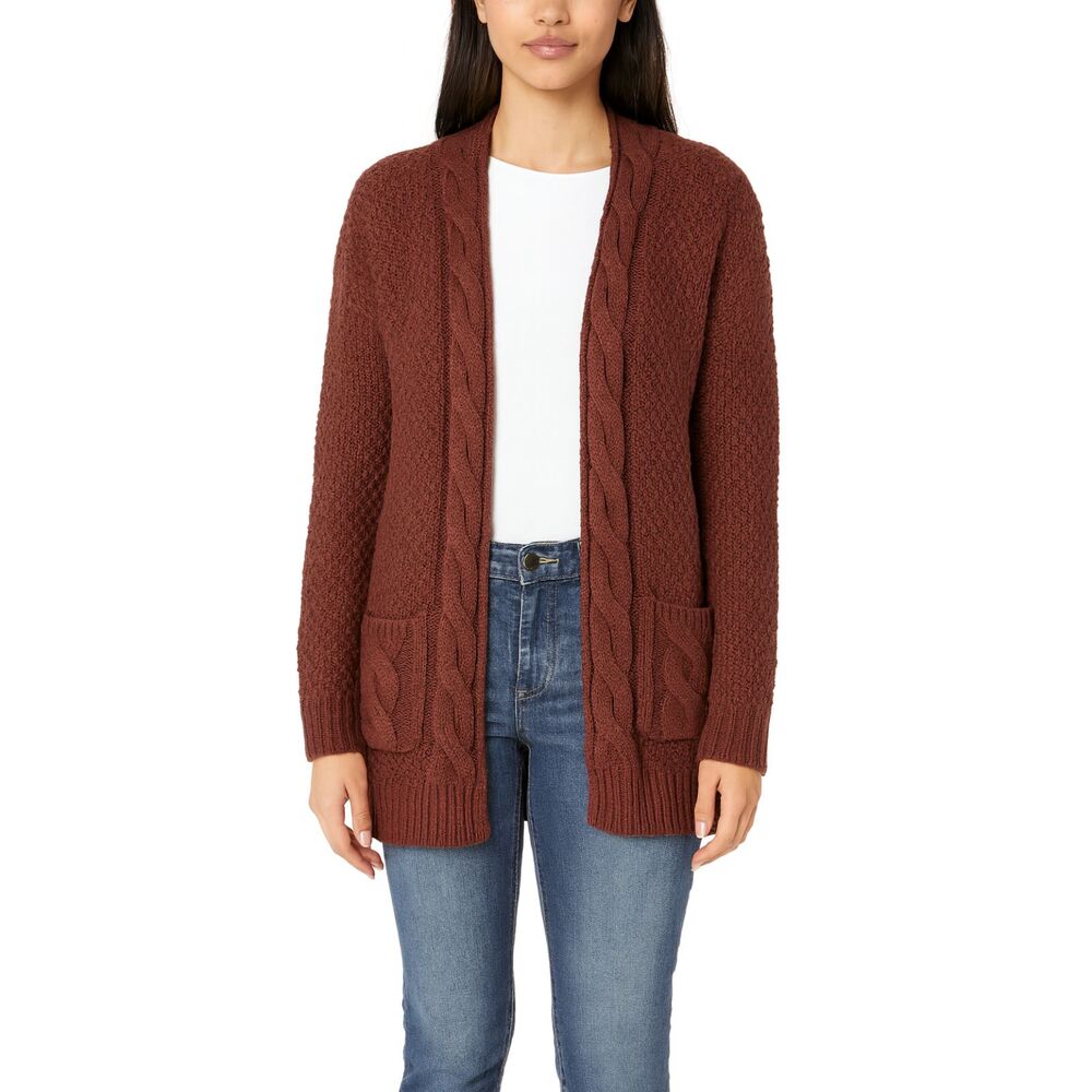 Dreamers Red Knit Open Cardigan M Soft Scarlet Boho Eclectic Grandpa